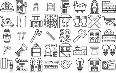 Set Of Home Improvements Icons Web Header Banner Design Containing Tools,Diy,Interior,Carpentry,Construction Business Infographic Elements Logo Vector Illustration