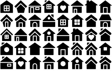 A Collection Of Home Glyph Vector Symbols Apps, Websites Ui Designs Suitable For Interface,Home,Building,Estate,House Solid Icon Collection. Vector Illustration