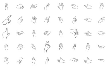 Set Of Linear Hand Line Vector Symbols Apps, Websites Ui Designs Suitable For Gesture,Hand,Finger,Touch,Arm Infographic Simple Vector Illustration Logo