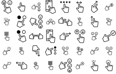 A Collection Of Hand Point And Touch Isolated Silhouette Solid Icons With Hand-Gesture,Touch,Hand,Finger,Point Business Infographic Elements Logo Vector Illustration