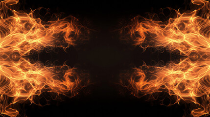 Abstract fire background with flames and space for text. Isolated on a black backdrop