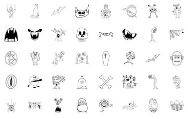 Set Of Halloween Collection Isolated Silhouette Solid Icons With Horror,Ghost,Autumn,Halloween,Festival Business Infographic Elements Logo Vector Illustration