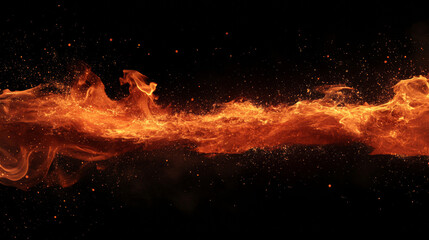 Abstract fire background with flames and space for text. Isolated on a black backdrop