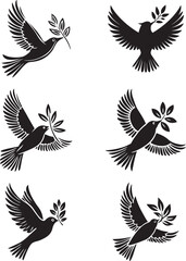 Diverse positions, flying Vector silhouette bird design