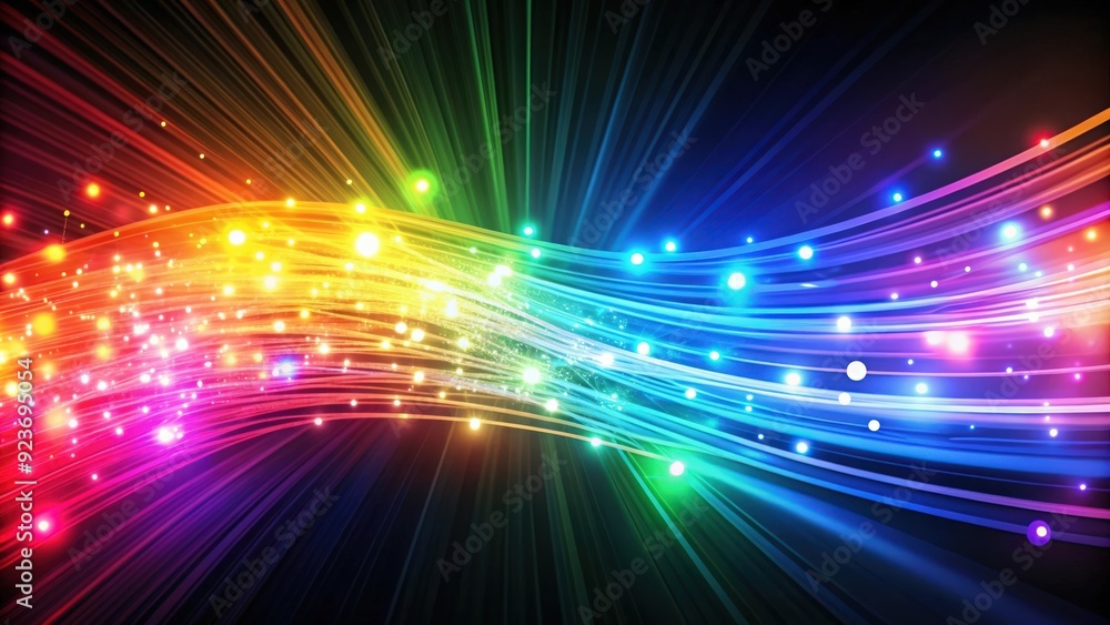 Leinwandbilder abstract background of colorful lights streaming in a technology and communication theme, technology
