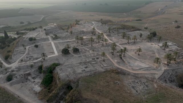 Tel Megiddo National Park Aerial view, israel
the legendary site of ancient battles and biblical prophecies, drone view, 2024, Israel

