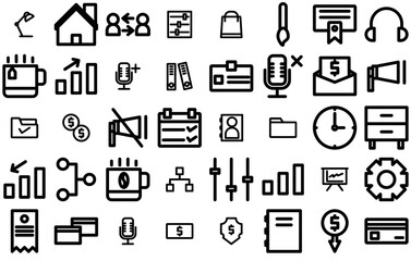 A Collection Of Finance Vector Symbols Apps, Websites Ui Designs Suitable For Business,Data,File,Payment,Document Vector Icons Illustration Collection