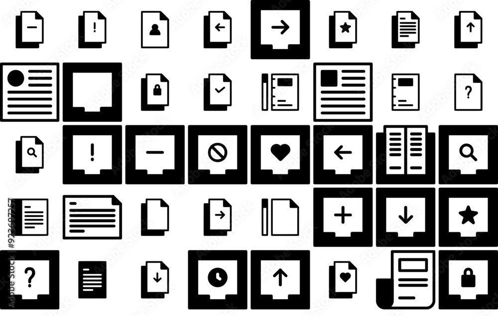 Poster set of files glyph icons web header banner design containing drawer,article,file,user,files pictogra