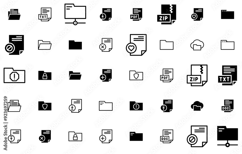 Poster a collection of files icons web header banner design containing folder,archive,file,folders,document