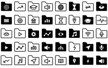 A Collection Of Files Icons Web Header Banner Design Containing Archive,Save,Collection,Database,Storage Pictograms And Infographics Design Elements Vector Illustration