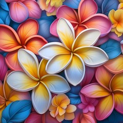 Color of Frangipani Flowers as a background background background, generative IA