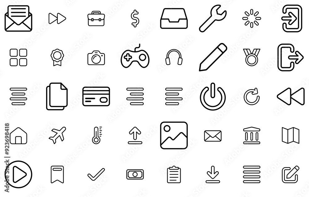 Poster mega set of vector essentials line vector symbols apps, websites ui designs suitable for file,arrow,