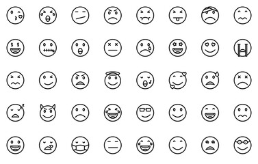 Mega Set Of Vector Emoticon Icons Web Header Banner Design Containing Smile,Happy,Smiley,Emoji,Emoticon Vector Illustration Linear Pictogram Pack