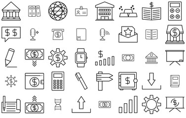 A Collection Of Employment Tools Icon Vector Symbols Apps, Websites Ui Designs Suitable For Apartment,Payment,Book,Company,Office Vector Illustration Linear Pictogram Pack