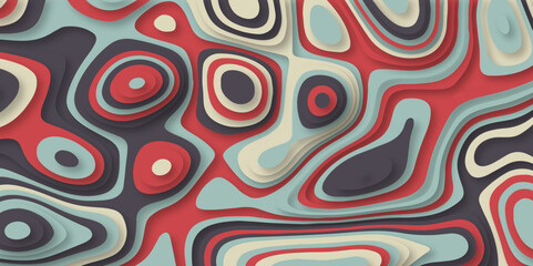 Multi-color divorces blobs. Warped lines colorful background. Modern abstract creative backdrop with multicolor variable width stripes. Lines map pattern.