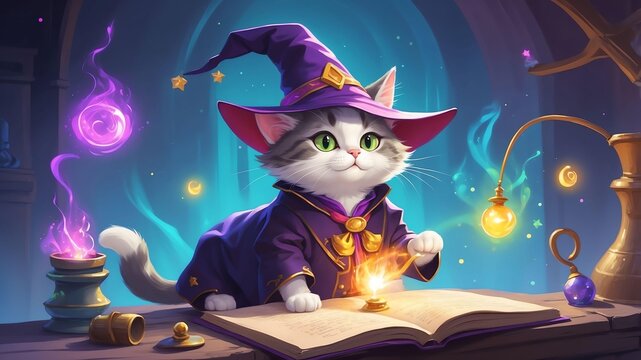 maggie the magicians cat a cat with magical abilities game concept cartoon