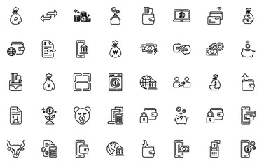 Mega Set Of Vector Economy Vector Symbols Apps, Websites Ui Designs Suitable For Payment,Currency,Money,Price,Cash Solid Icon Collection. Vector Illustration