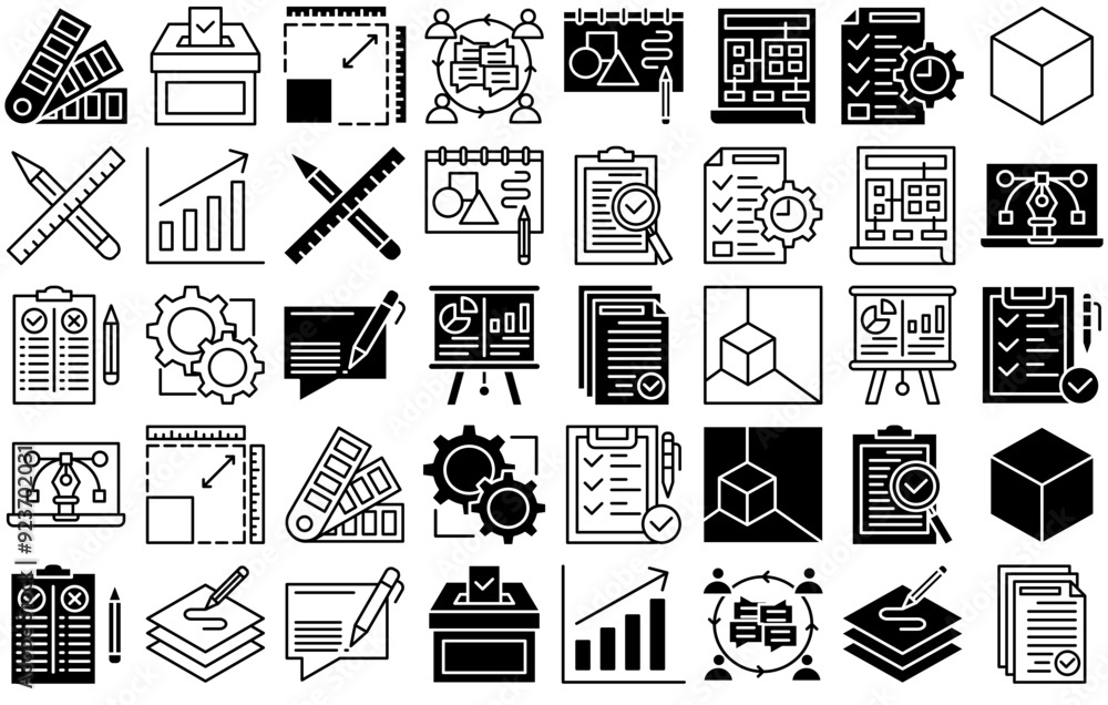 Poster mega set of vector design thinking vector symbols apps, websites ui designs suitable for files-and-f