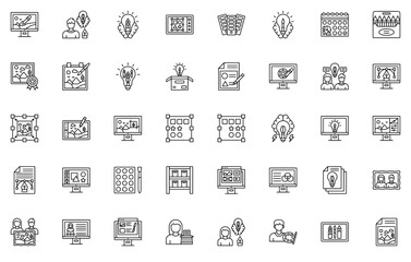 A Collection Of Design Studio Icons Silhouette Vector Logo Design Containing Creativity,Shades,Device,Color,Art Vector Icons Illustration Collection