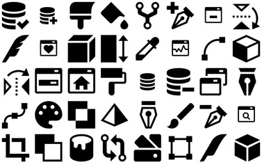 Set Of Linear Design And Development Solid Icon Set Vector Symbols Apps, Websites Ui Designs Suitable For Tool,Layout,Adjustment,Layers,Webpage Vector Icon Set Linear Pictogram Pack