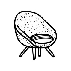 Armchair doodle icon. Hand drawn illustration of armchair vector icon for web design