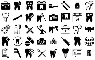 Set Of Linear Dentist K Lineglyphs Isolated Silhouette Solid Icons With Healthcare,Medical,Oral,Dental,Teeth Vector Illustration Linear Pictogram Pack