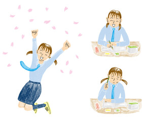 受験と女子学生のセット（手書き）11