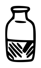 Hand drawn doodle bottle isolated on white background. Vector illustration.
