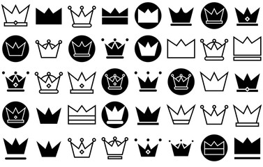 Set Of Crown Icons Web Header Banner Design Containing King,Monarchy,Queen,Royal,Crown Outline Icons Collection. Simple Vector Illustration