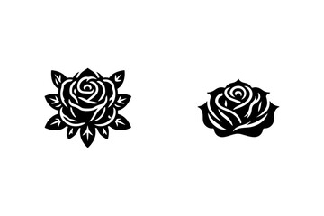 Set of Rose silhouette vector illustration.