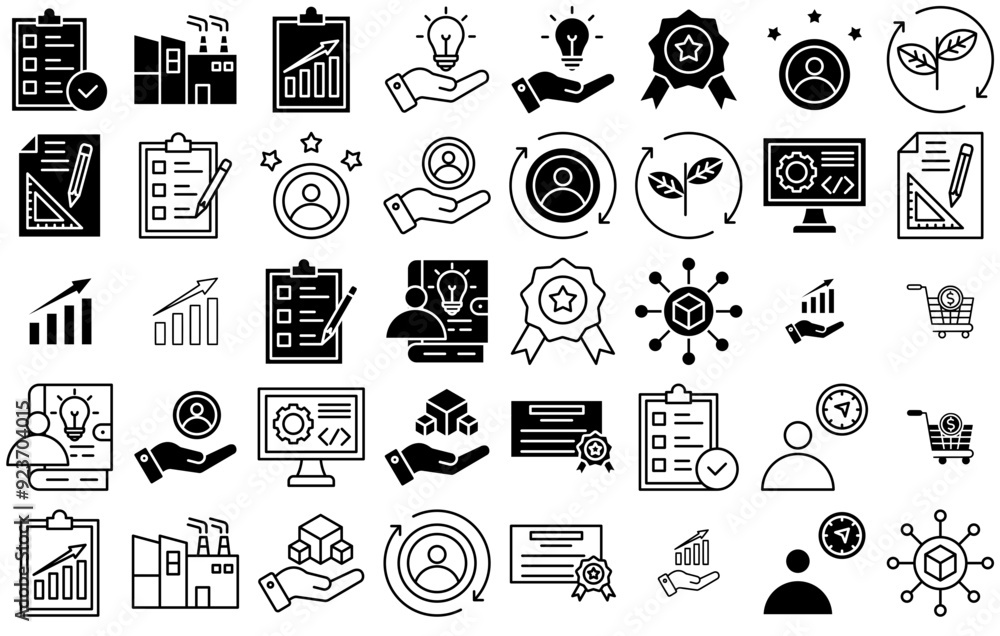 Poster mega set of vector company management icons web header banner design containing program,profit,manag