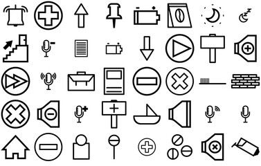 A Collection Of Company Ink Icons Vector Symbols Apps, Websites Ui Designs Suitable For Sound,Warning,Stop,Mute,Remove Pictograms And Infographics Design Elements Vector Illustration