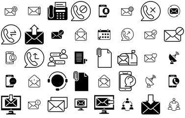 A Collection Of Communication Icons Web Header Banner Design Containing Message,Phone,Mail,Email,Chat Business Infographic Elements Logo Vector Illustration