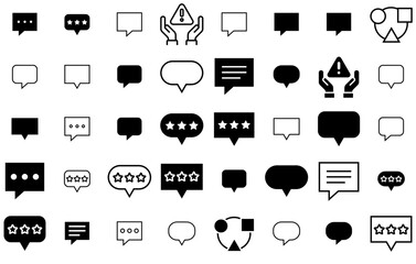 A Collection Of Communication Icons Web Header Banner Design Containing Speech-Bubble,Talk,Discussion,Comment,Chat Simple Black Style Symbol Sign For Apps And Website, Vector Illustration