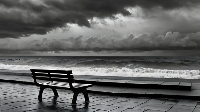 bench on the beach sad mode setinig