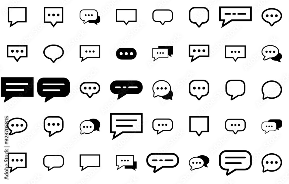 Poster set of linear chat icons silhouette vector logo design containing speech-bubbles,message,chat,speech