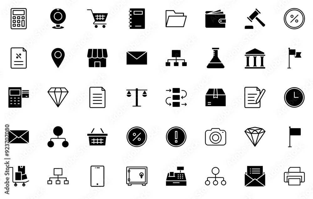 Poster mega set of vector business icons web header banner design containing business-and-finance,technolog