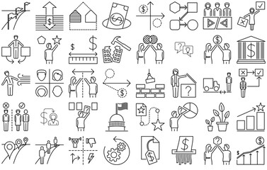 A Collection Of Business Consulting Vector Symbols Apps, Websites Ui Designs Suitable For Health-Insurance,Human-Resources,Healthcare-Costs,New-Business,Spending Vector Icons Illustration Collection
