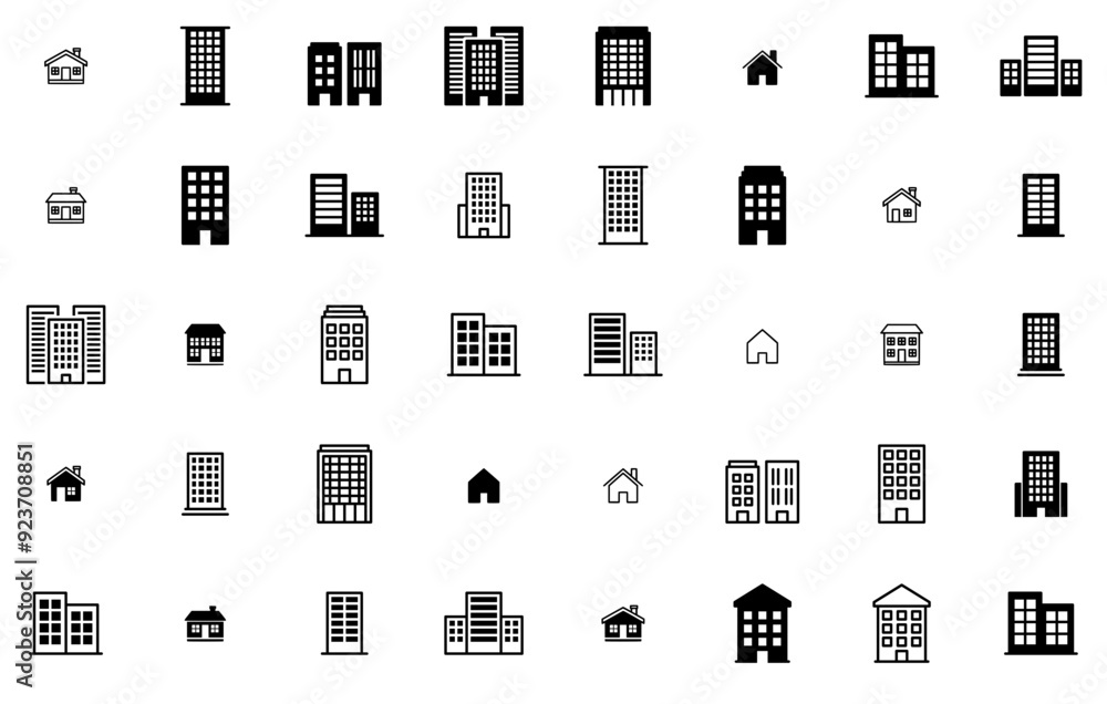 Poster set of building vector symbols apps, websites ui designs suitable for architecture,building,construc