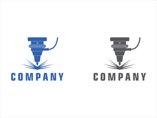 Laser cutting logo with circular gear design template silhouette isolated. CNC machine logo emblem