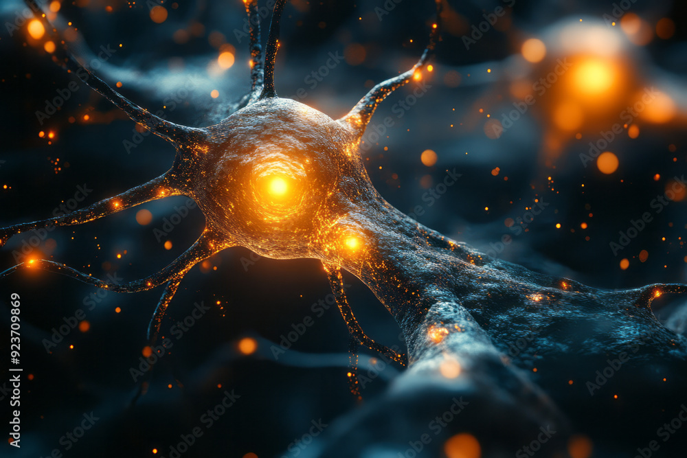 Poster a glowing web of geometric synapses, each one connected by lines of light, symbolizing the complexit