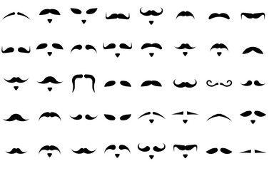 Mega Set Of Vector Beardmoustache Isolated Silhouette Solid Icons With Hairstyle,Moustache,Facial-Hair,Man,Beard Set Vector Flat Line Icons