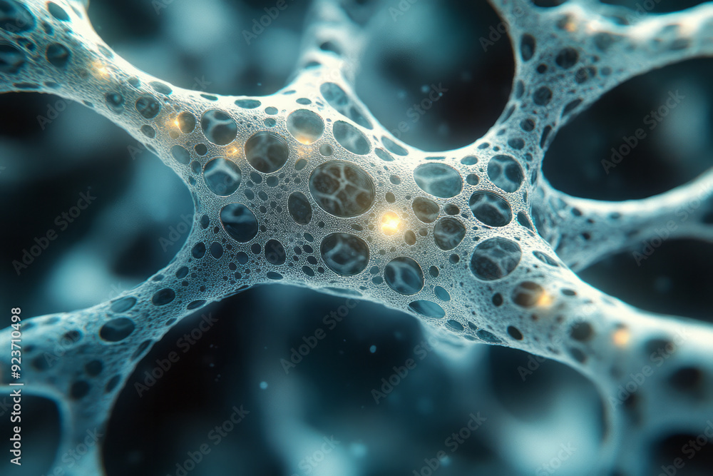 Poster a modern interpretation of the brainâ€™s synaptic network, illustrated with geometric patterns and s