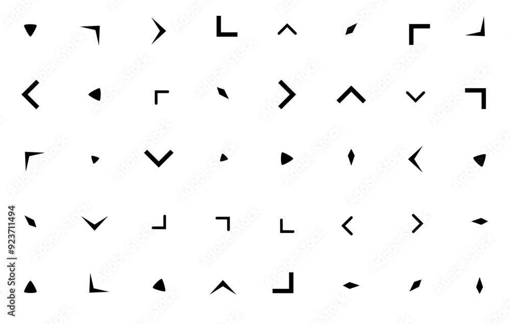 Poster set of linear arrows icons collection isolated silhouette solid icons including pointer,left,arrow,d