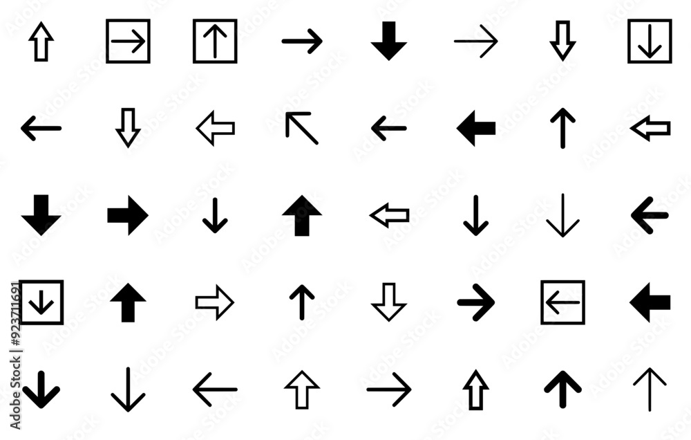 Poster mega set of vector arrows symbols icons web header banner design containing arrow-symbol,up,arrow,ar