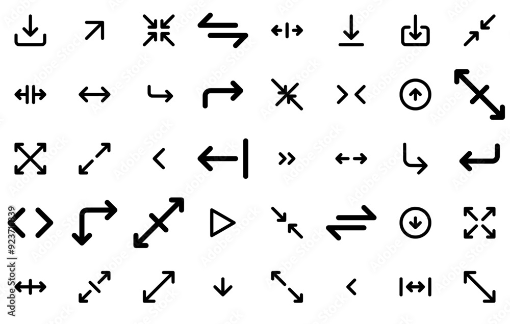 Poster a collection of arrow vector symbols apps, websites ui designs suitable for direction,arrow,location