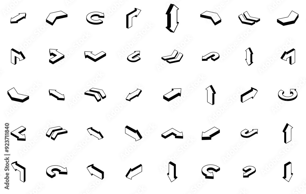 Poster a collection of arrow icons web header banner design containing back-arrow-isometric,navigation,arro