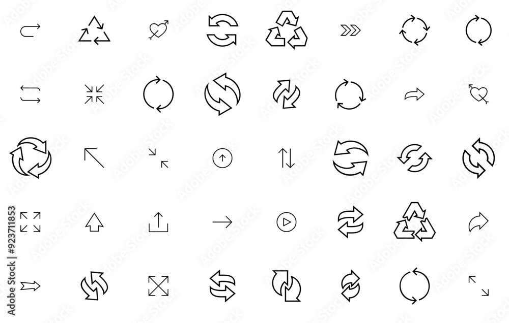 Poster a collection of arrow icons web header banner design containing arrows,recycling,recycle,arrow-sign,