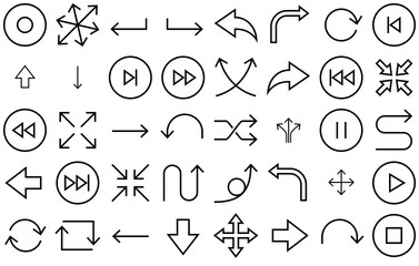 Set Of Arrows And Directions Icons Silhouette Vector Logo Design Containing Left,Arrow,Direction,Point,Circle Vector Illustration Linear Pictogram Pack