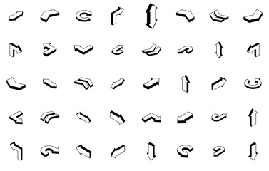 A Collection Of Arrow Icons Web Header Banner Design Containing Back-Arrow-Isometric,Navigation,Arrow,Symbol,Isometric Vector Icons Illustration Collection